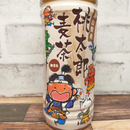 「桃太郎麦茶(ペットボトル)」のデザインは岡山らしい桃太郎