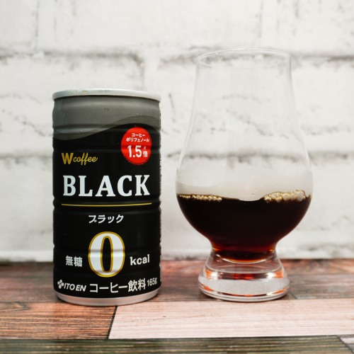 「Ｗ coffee ブラック」とテイスティンググラスの画像
