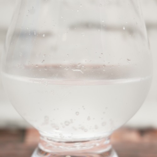 「アイリスオーヤマ 炭酸水 富士山の強炭酸水」をテイスティンググラスに注いだ画像